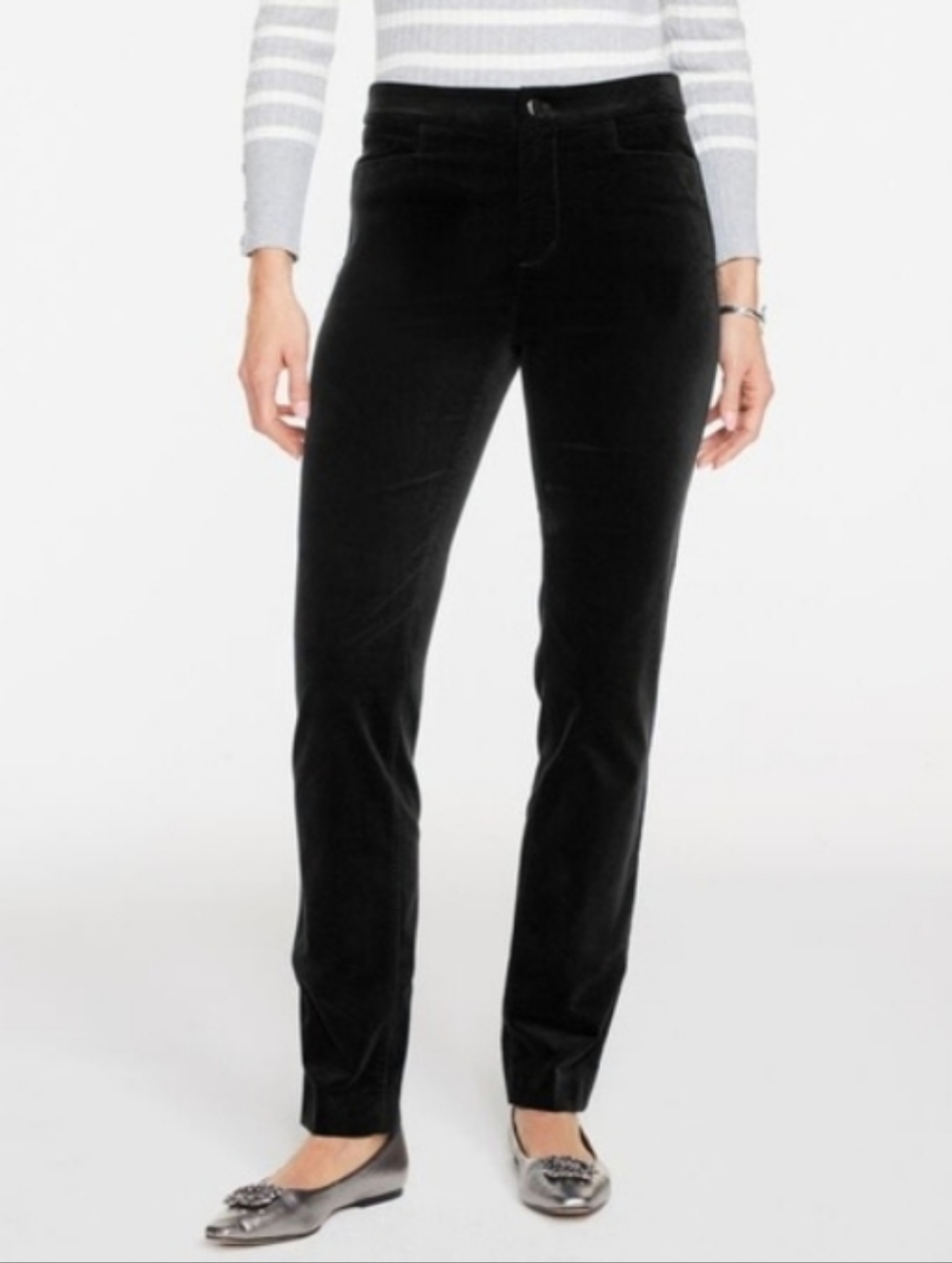 Talbots Black High-Waist Straight-Leg Pants